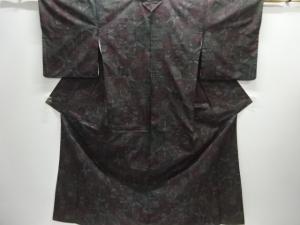 花模様織出し本場泥大島紬着物（5マルキ）